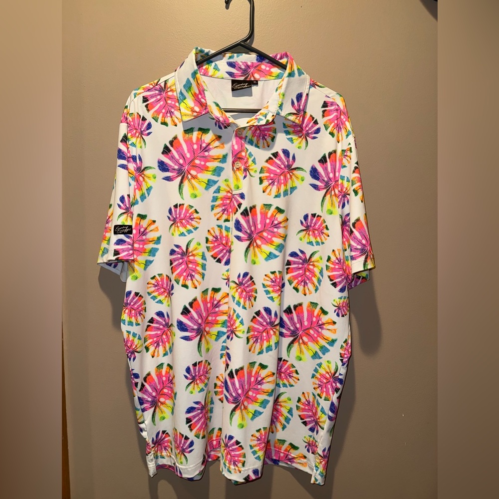 Sunday swagger Tie dye monstera leaf golf Polo